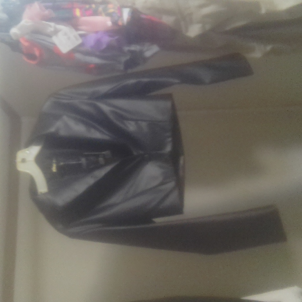 Crop top jacket,faux leather,black ,very soft